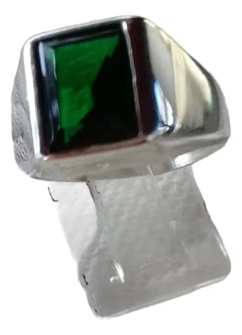Anillo Diego Plata 925 Gema Color Verde Esmeralda 8x10mm