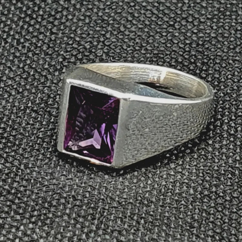 Anillo Carlo Plata 925 Alejandrina Violeta 10x12mm Elegante