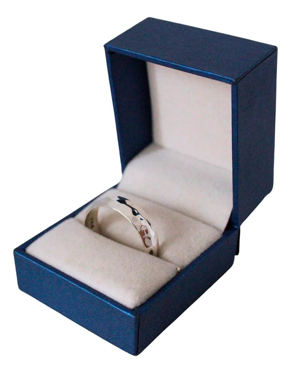 Anillo Martillado Matrimonio Plata 925 Argolla Boda Unisex | Joyería Gamma