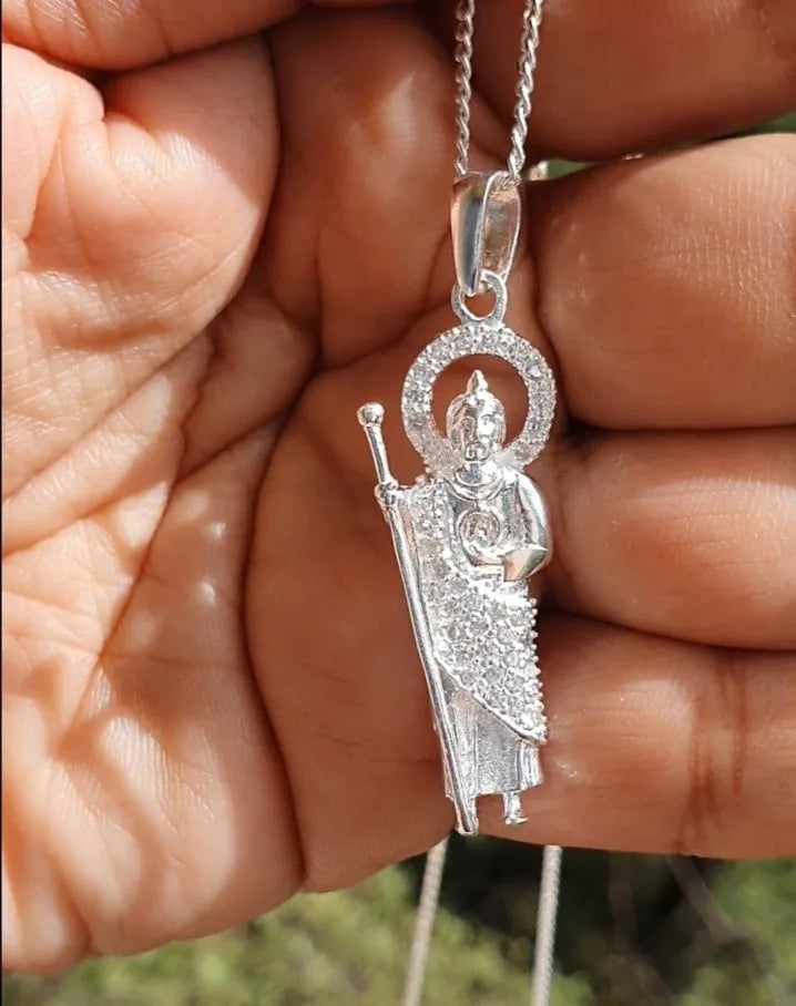 Dije San Judas Plata 925 Cadena Hombre Mujer Zirconia Regalo Diamante