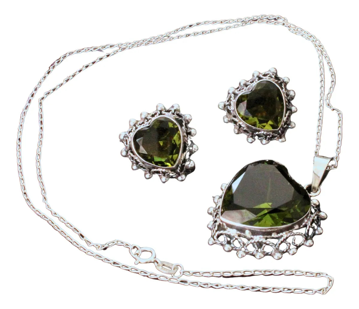 Dije Titanic Corazones Plata 925 Taxco Cristal Hecho A Mano