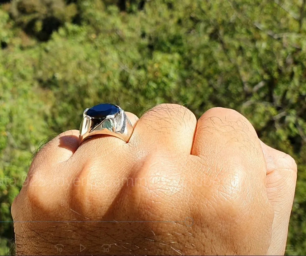 Anillo Hombre Plata 925 Zirconia Negra 12mm Joyería Fina