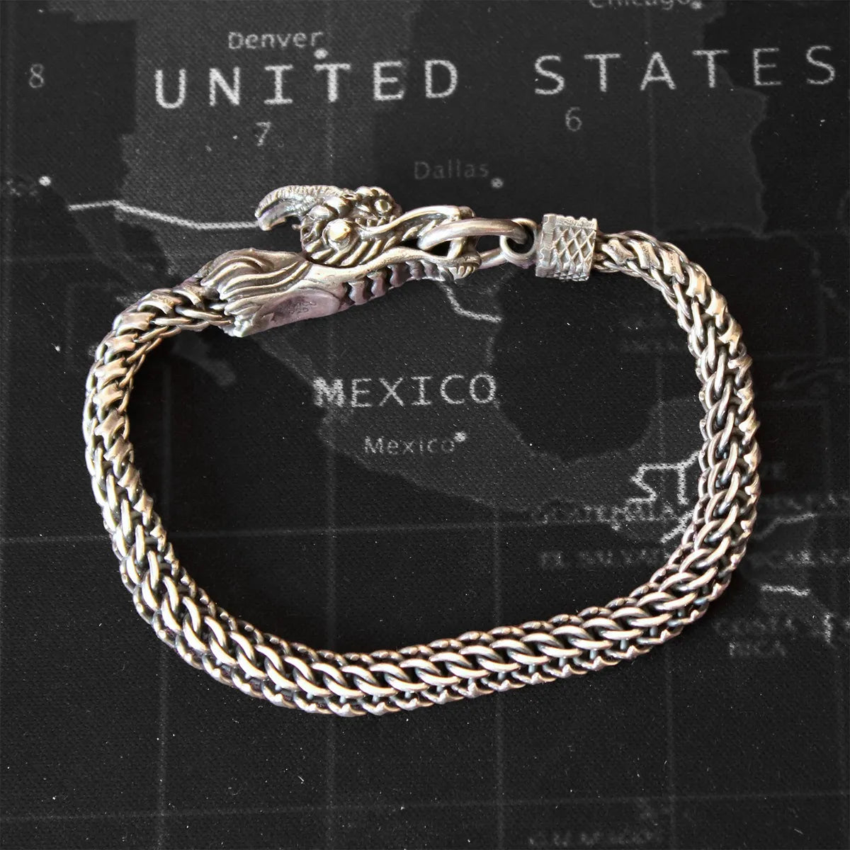 Pulsera Dragón Plata 925 Hombre Tipo Bali Joyería Artesanal