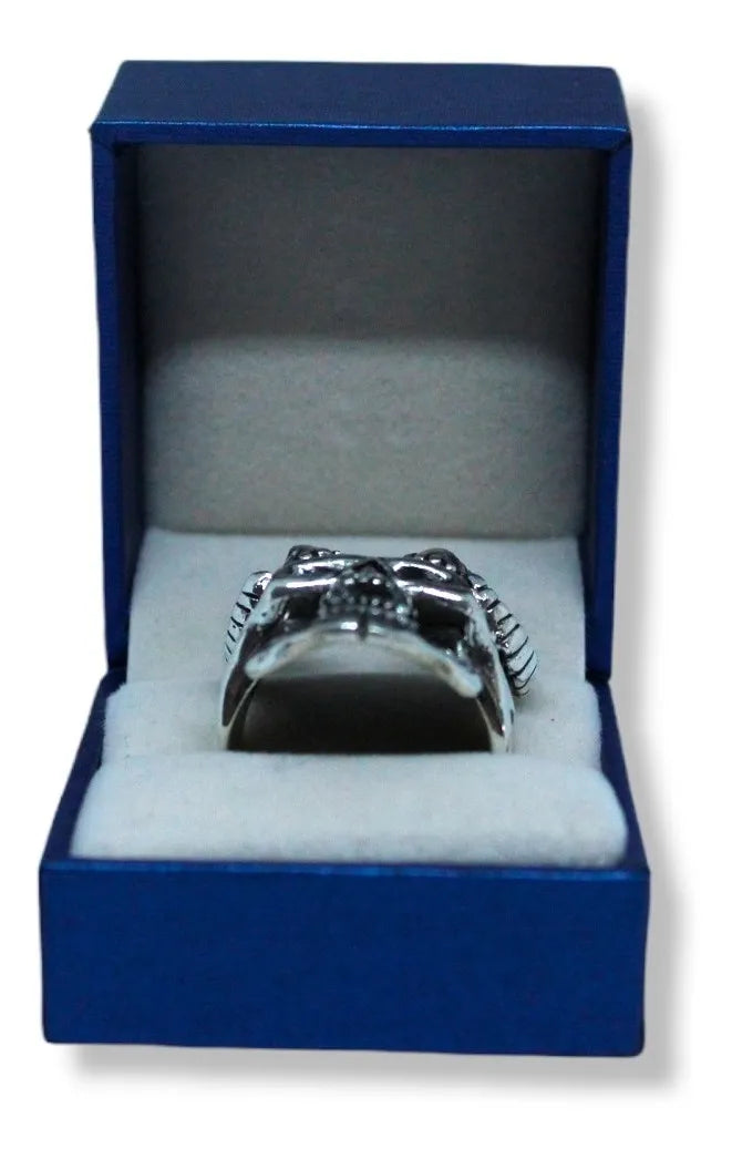 Anillo Cráneo Demonio Con Cuernos Plata 925 Hombre Gótico