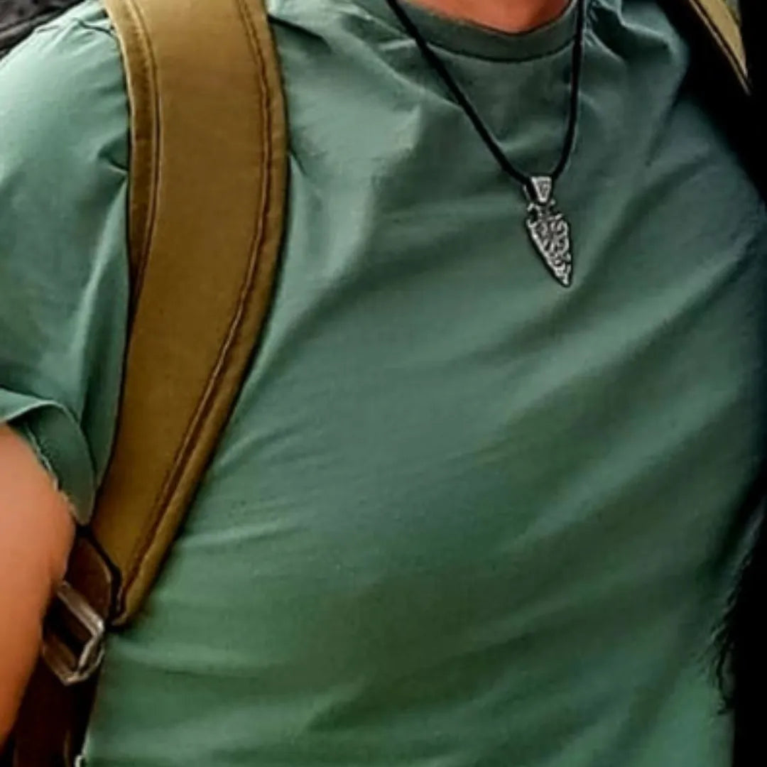 Dije Punta De Flecha Primitiva Plata 925 Cordón Piel Regalo