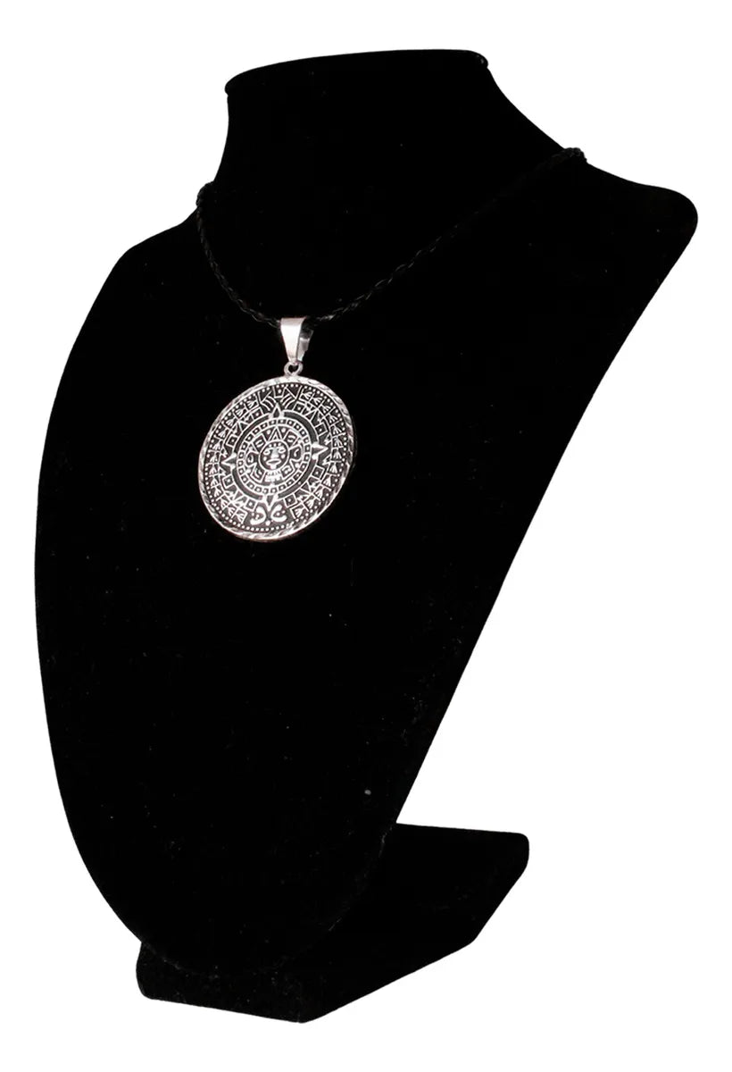 Collar Calendario Azteca Maya Dije Grande Plata 925 Hombre