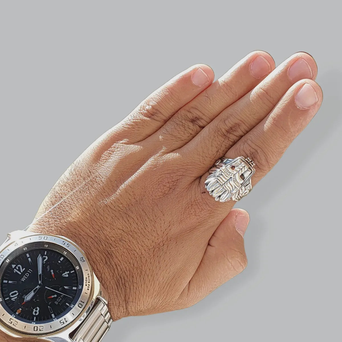 Anillo Hombre Quetzalcóatl Plata 925 Maciza Dios Azteca Nice