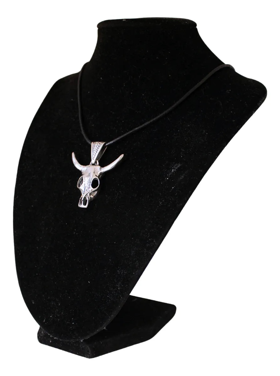 Dije Toro Cráneo Cabeza Plata 925 Joyería Gamma Cuernos