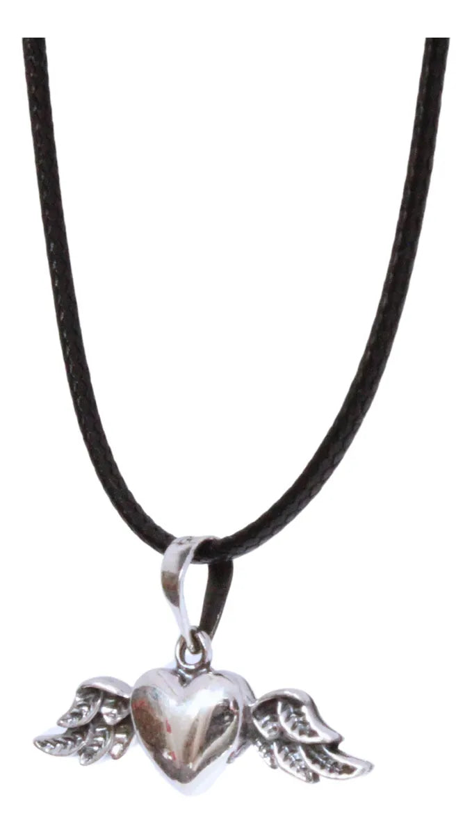 Collar Plata 925 Mujer Dije Corazón Alas Cordón Regalo Nice