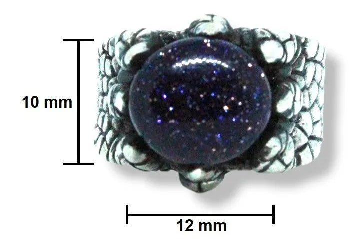 Anillo Eragón Dragón Plata 925 Hombre Mujer Venturina Azul