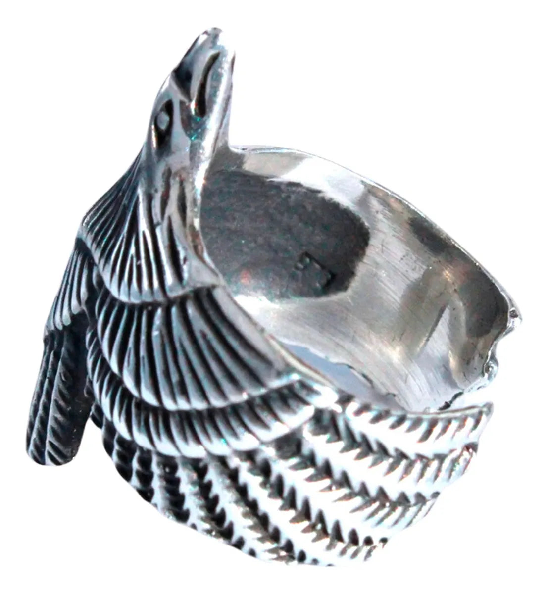 Anillo Hombre Águila Mexicana Plata 925 Ajustable Hecho Mano Plateado