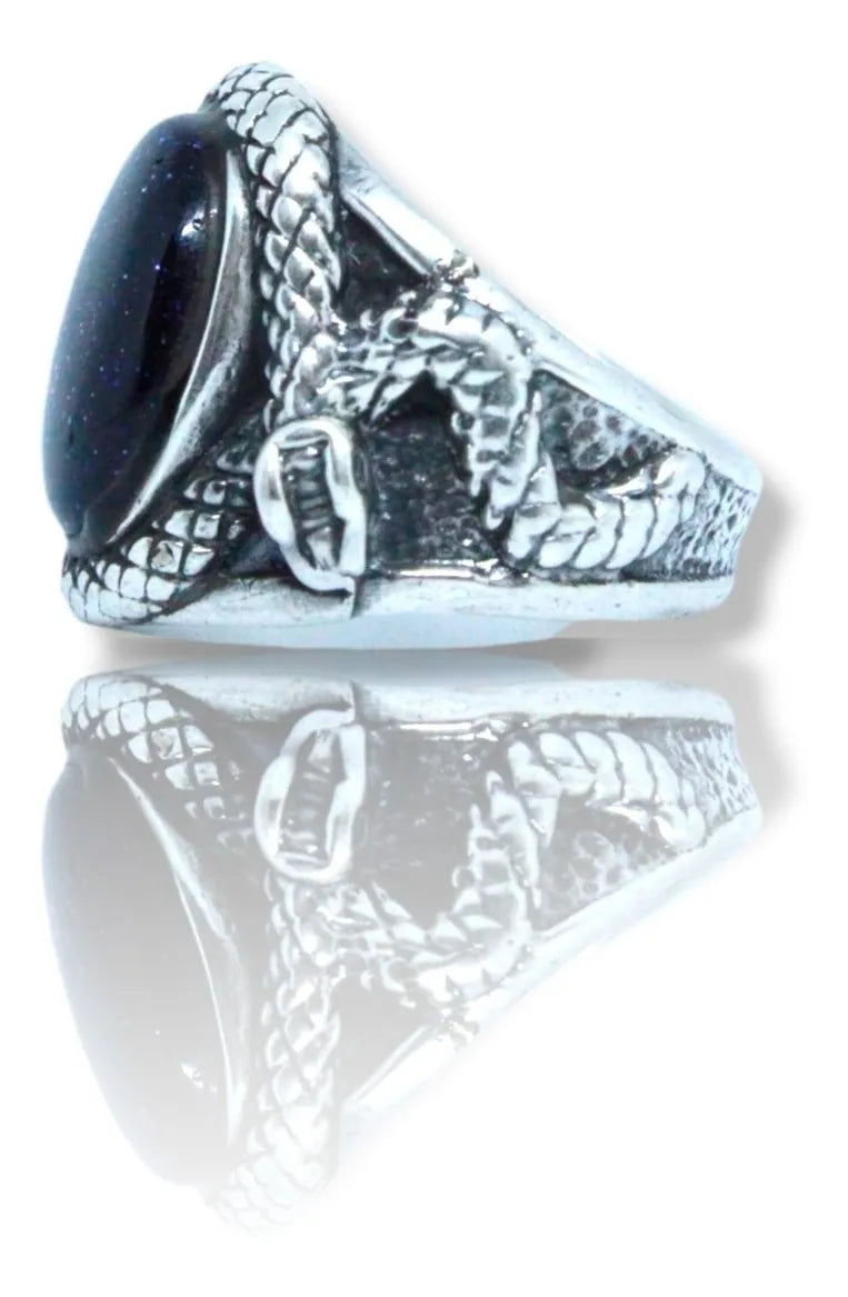 Anillo Medusa Plata 925 Hombre Mujer Joyería Piedra Azul