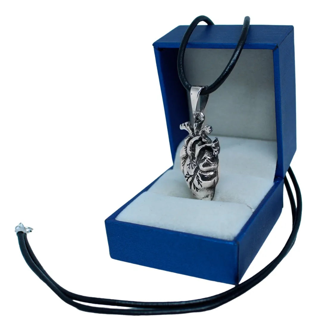 Dije Corazón Valor Plata Fina 925 Mujer Collar Cordón Piel