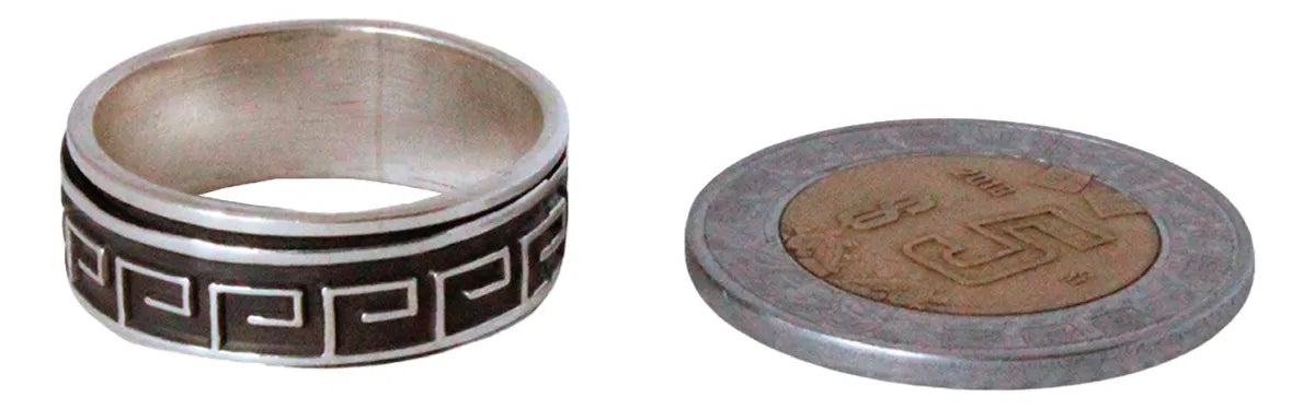 Anillo Plata 925 Grecas Tolteca Giratorio Hombre Mujer Taxco