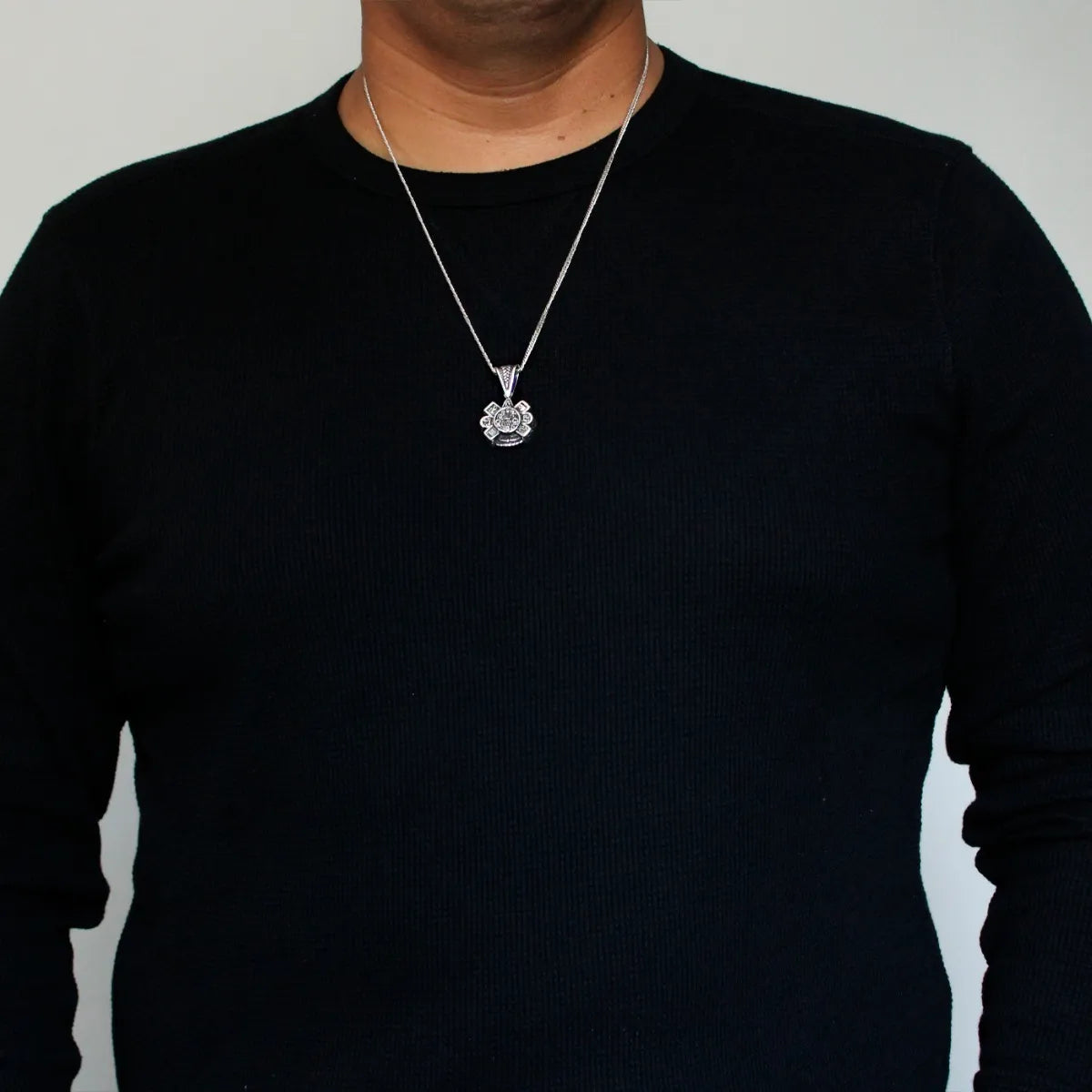 Dije Sol Calendario Azteca Plata 925 Hombre Cordón Piel