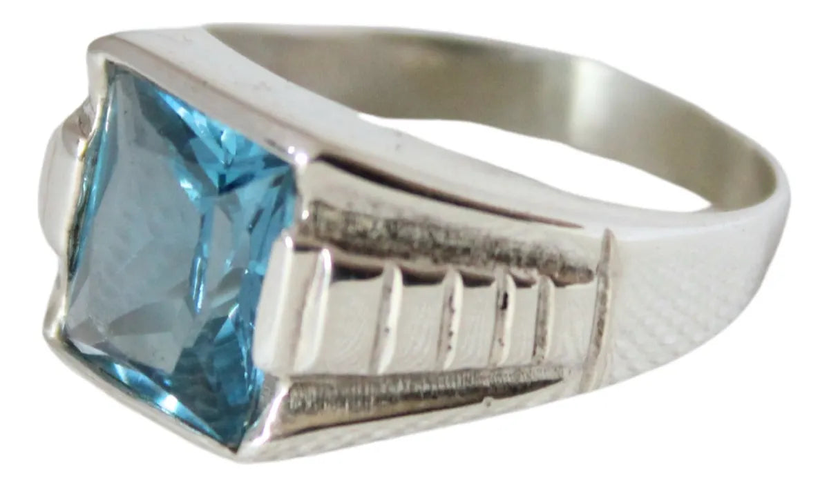 Anillo Poseidón Aguamarina 10x12mm Plata 925 Diseño Exclusivo