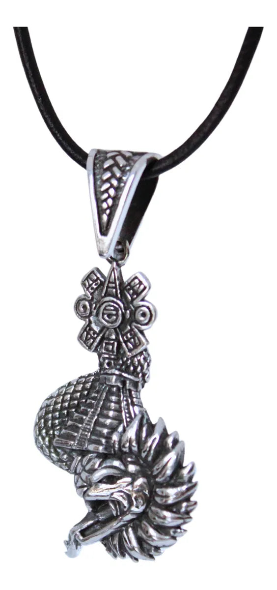 Dije Pirámide Azteca Dios Quetzalcóatl Plata Fina 925 Hombre Plateado