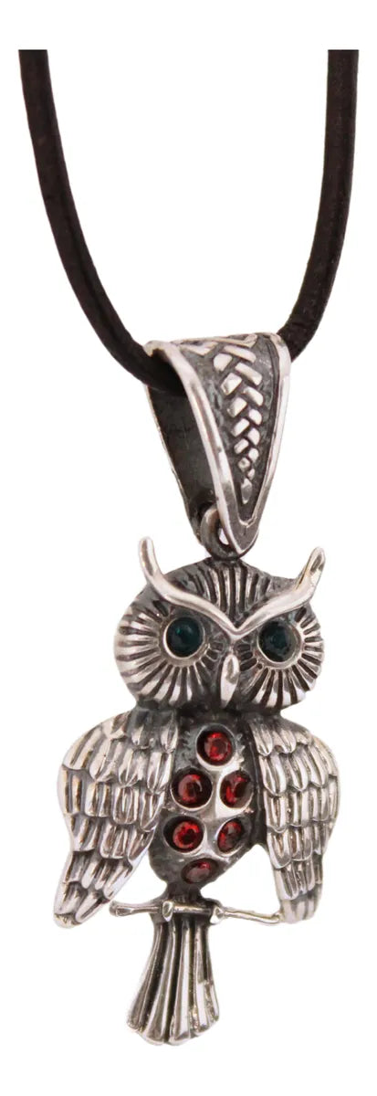 Dije Búho Sabiduría Plata 925 Hombre Mujer Cordón Regalo Plateado