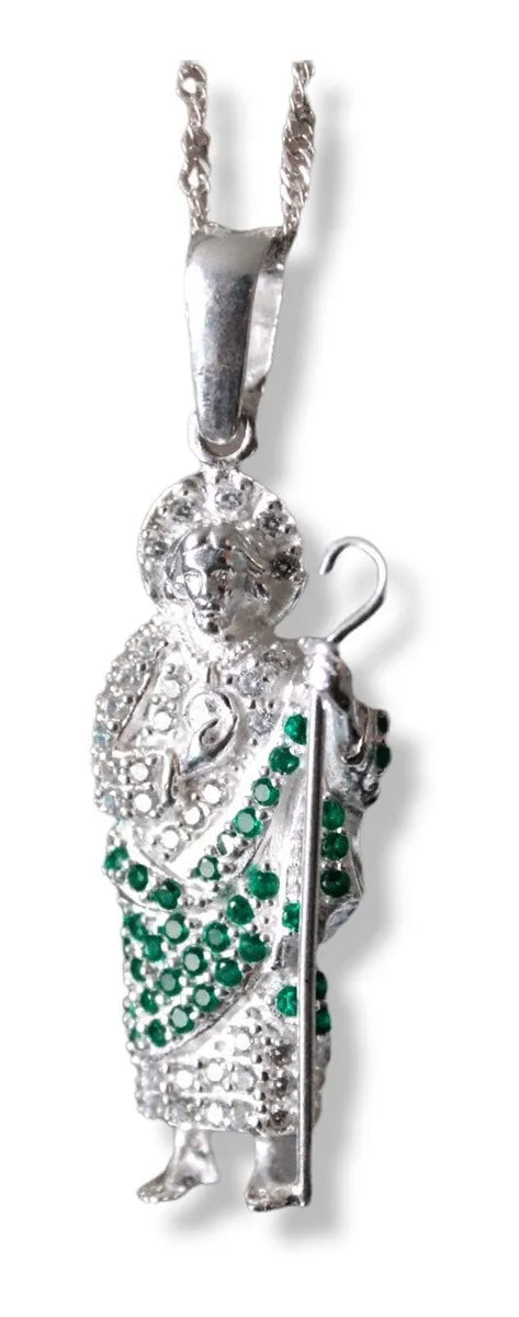 Dije San Judas Plata 925 Hombre Mujer Cadena Regalo Zirconia Diamante