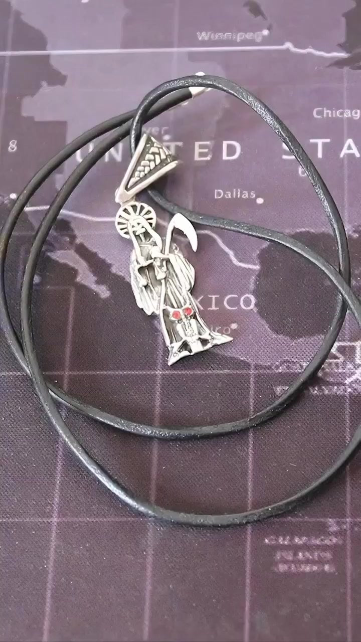 Collar Santa Muerte Plata 925 Dije Hombre Mujer Joyería Nice Plateado