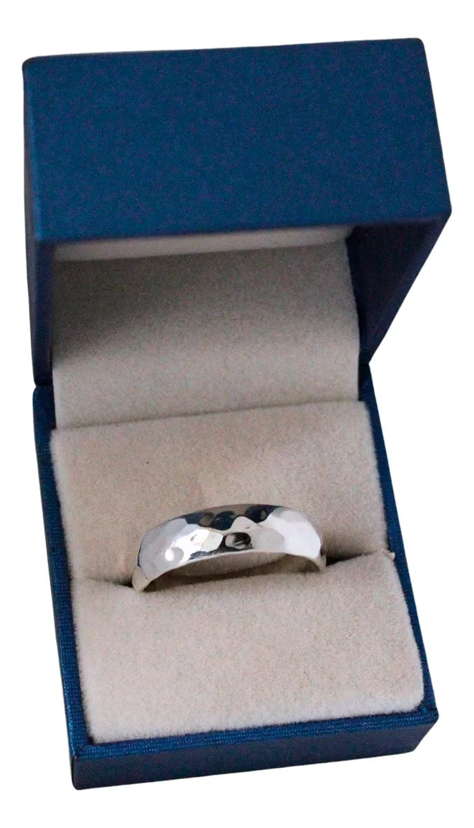 Anillo Martillado Matrimonio Plata 925 Argolla Boda Unisex | Joyería Gamma