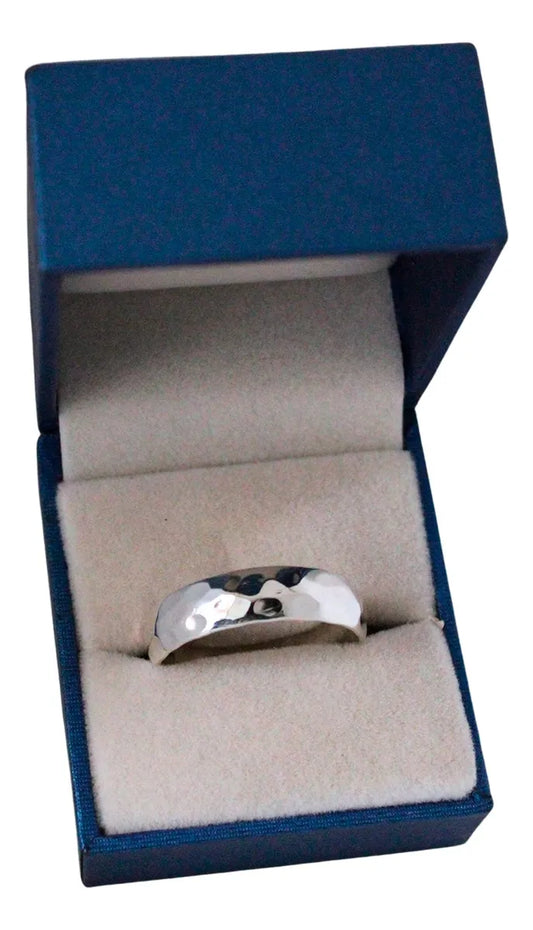 Anillo Martillado Matrimonio Plata 925 Argolla Boda Unisex | Joyería Gamma