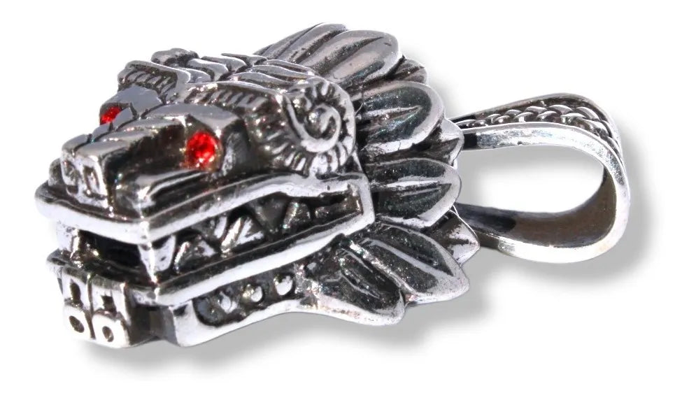 Dije Quetzalcóatl Dios Serpiente Emplumada Plata Fina 925