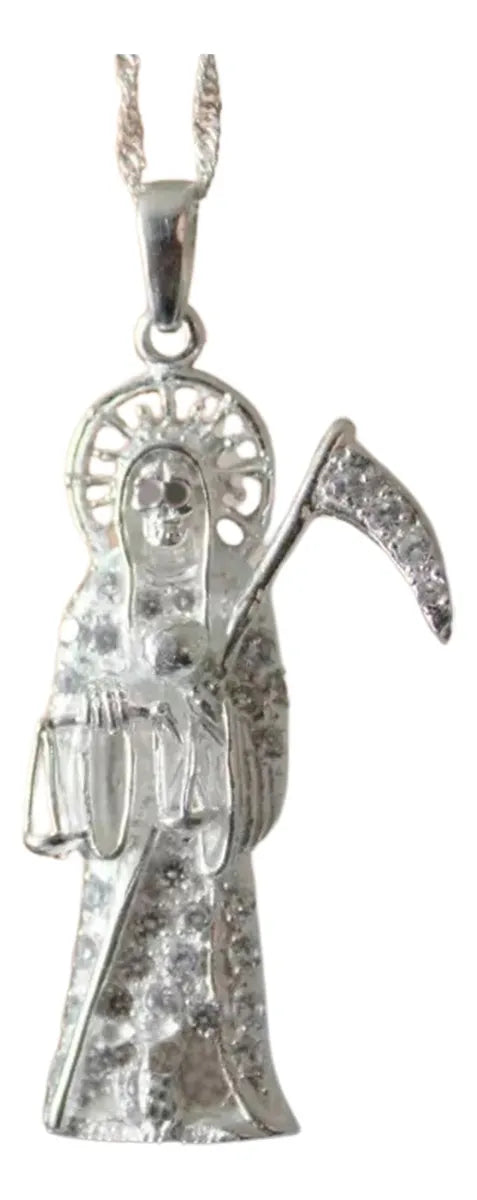 Dije Santa Muerte Plata925 Hombre Mujer Zirconia Regalo Nice Plateado