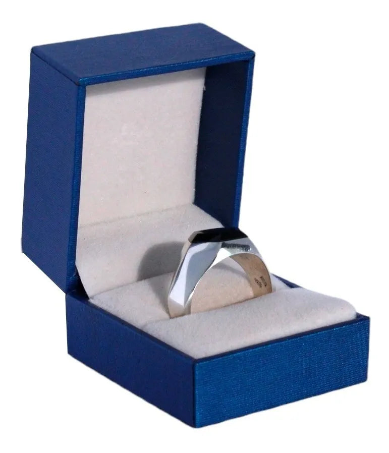 Anillo Hombre Plata 925 Pitágoras Piedra Ónix Hexagonal