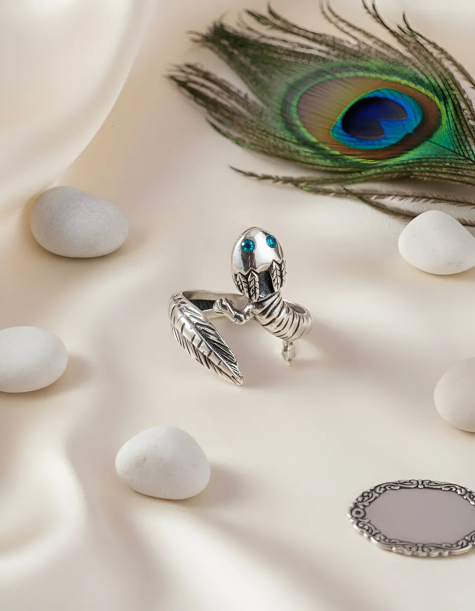 Anillo Ajolote Mexicano Plata 925 Zirconia Ajustable Axolotl