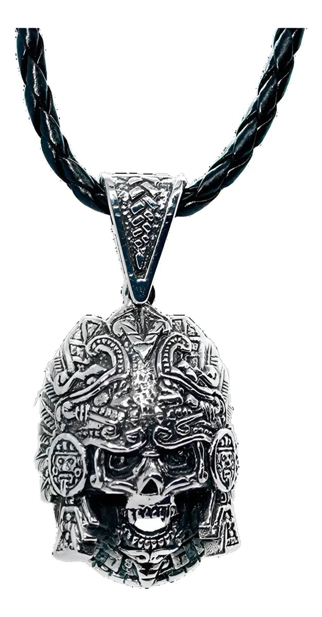 Dije Mictlantecuhtli Plata925 Dios Muerte Azteca Hombre Piel Plata