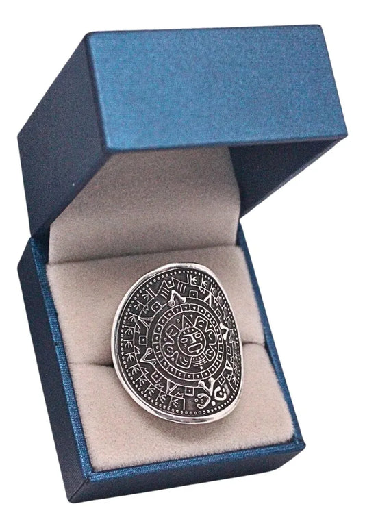 Anillo Mujer Plata 925 Calendario Azteca Piedra Del Sol Nice