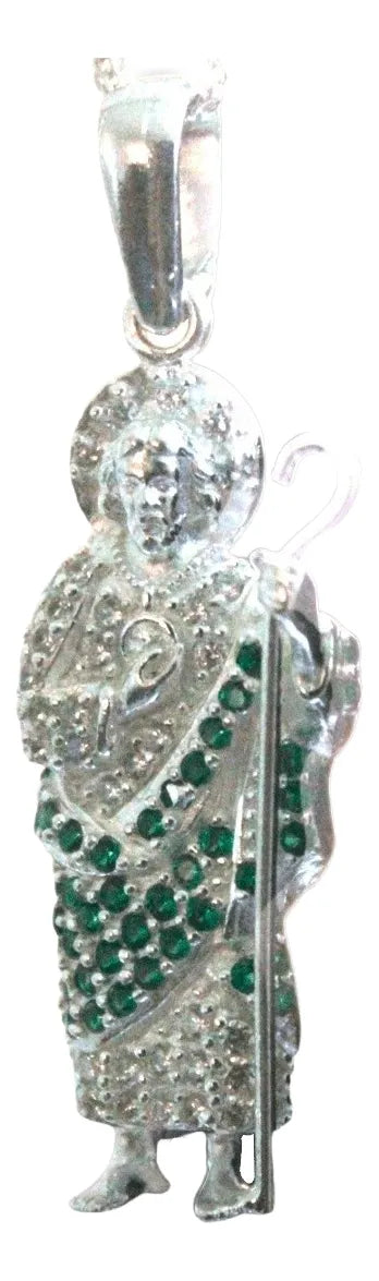 Dije San Judas Plata 925 Hombre Mujer Cadena Regalo Zirconia Diamante