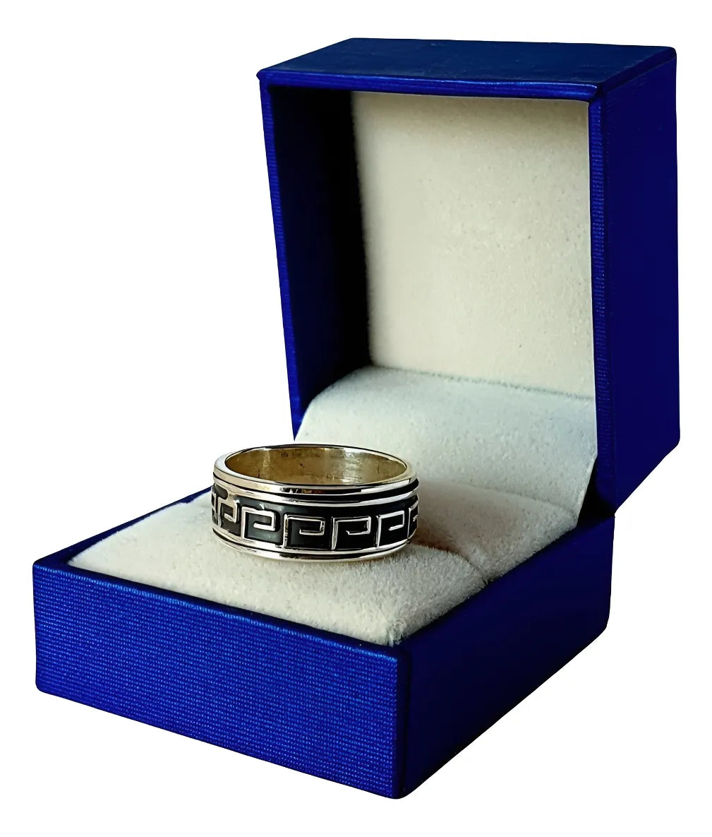 Anillo Plata 925 Grecas Tolteca Giratorio Hombre Mujer Taxco