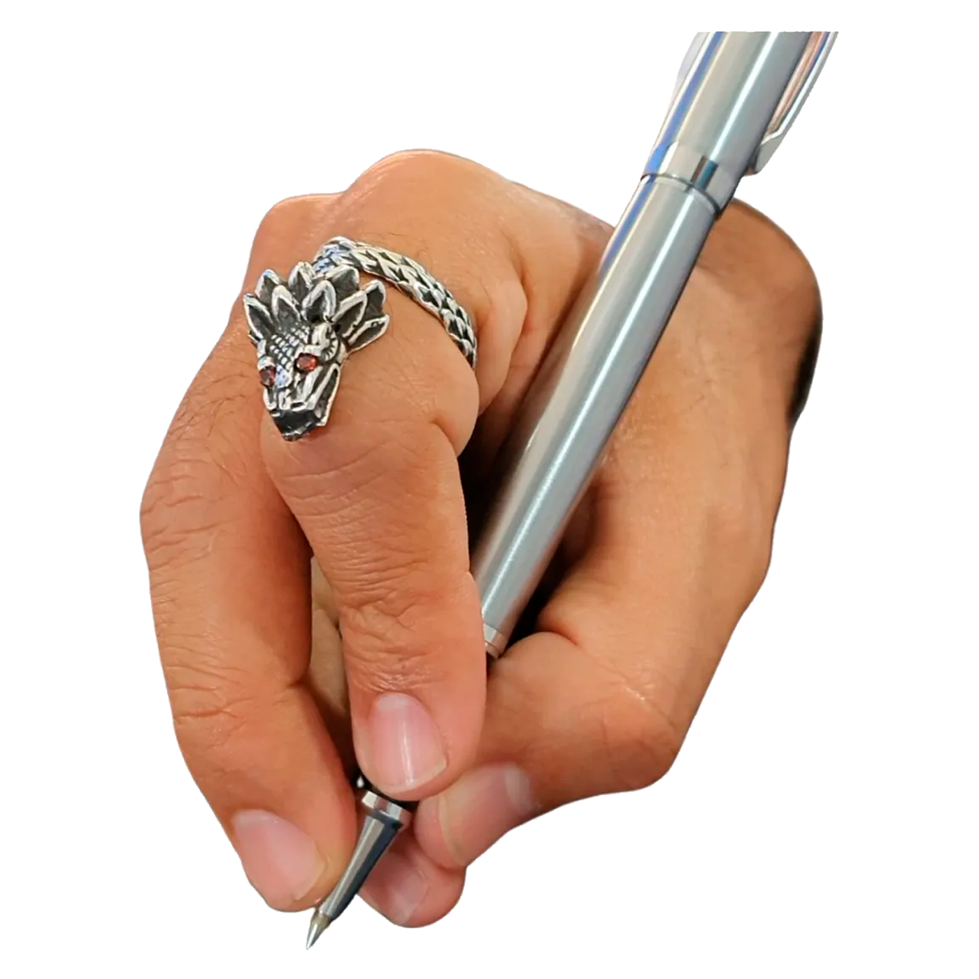 Anillo Quetzalcóatl Hombre Plata 925 Maciza Ajustable | Joyería Gamma