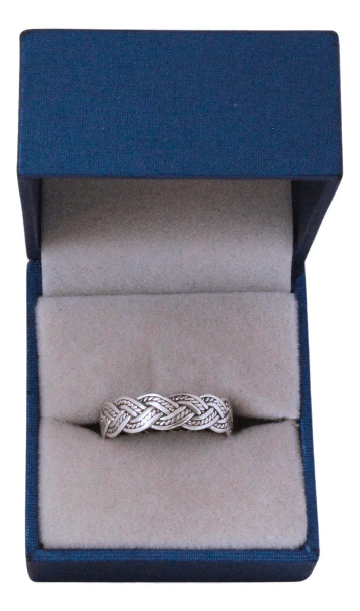 Anillo Entrelazado Plata 925 Argolla 5mm Hombre Mujer Unisex