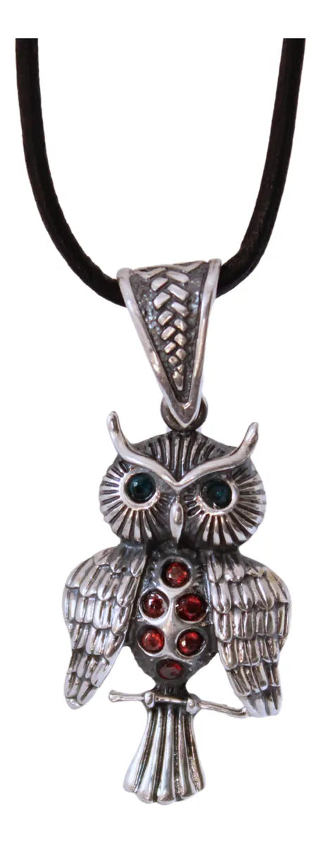 Dije Búho Sabiduría Plata 925 Hombre Mujer Cordón Regalo Plateado