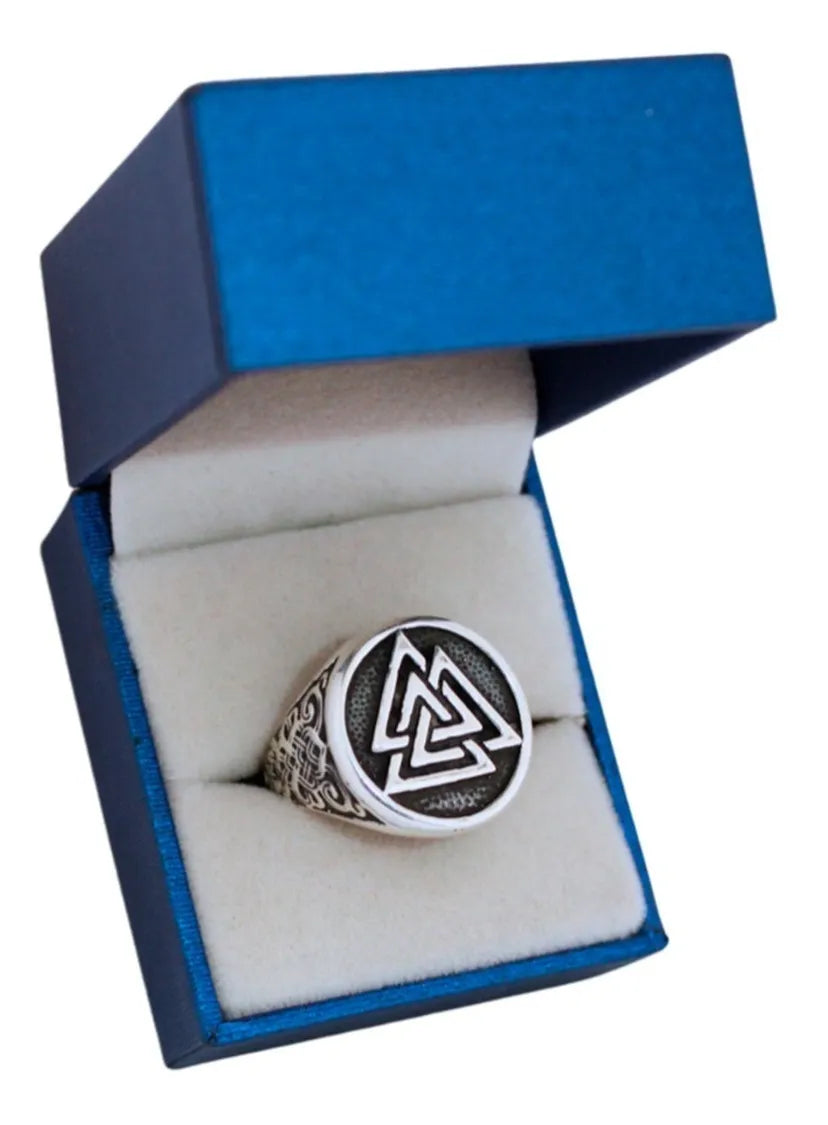 Anillo De Odín Valknut Protector En Plata 925 Hombre Vikingo