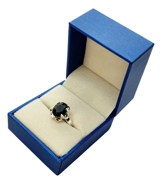 Anillo Afrodita Promesa Matrimonio Plata925 Compromiso Mujer Negro Ajustable