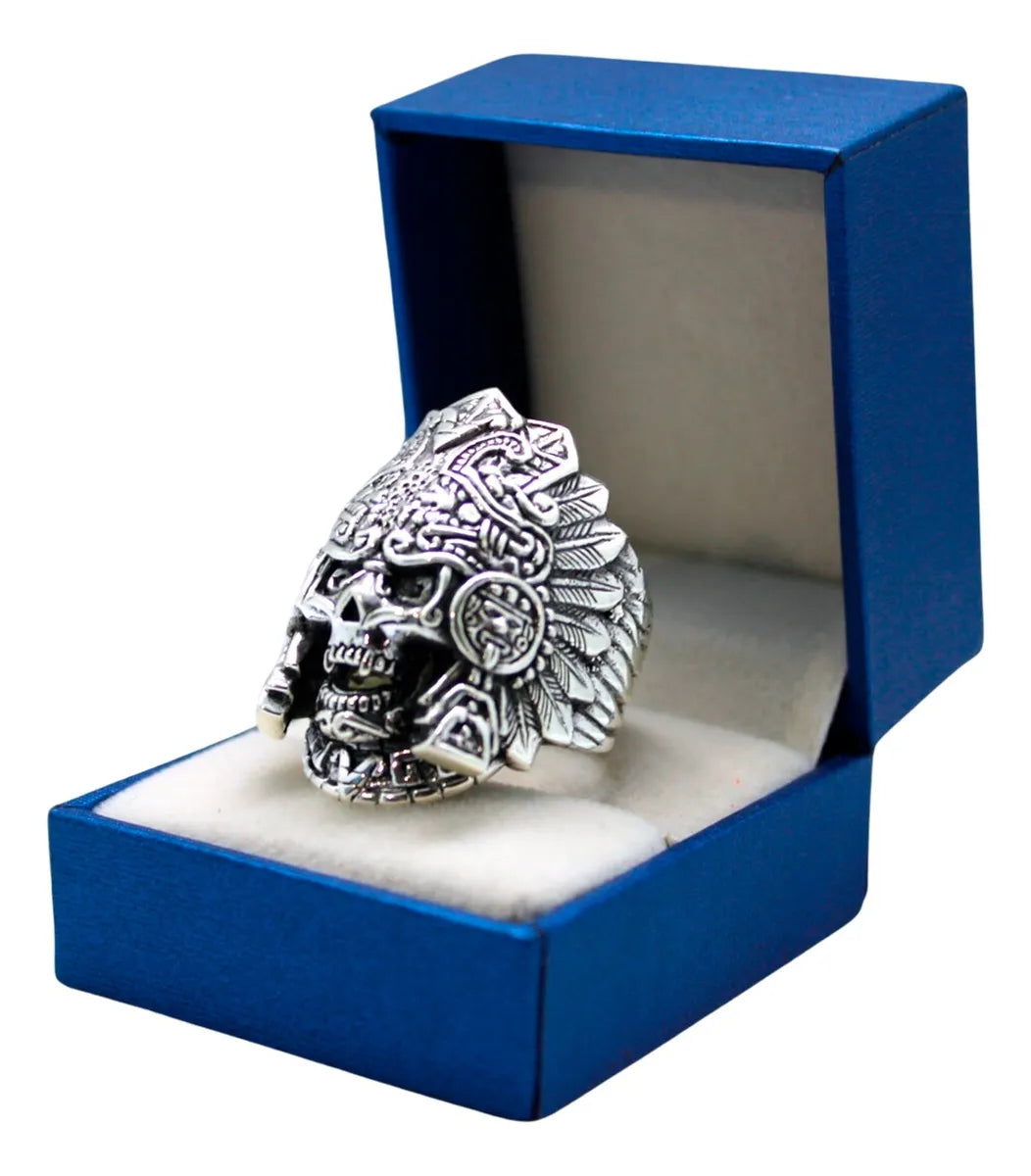 Anillo Hombre Plata 925 Mictlantecuhtli Dios Muerte Macizo