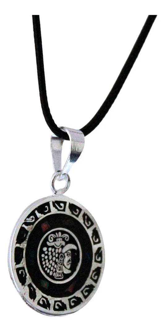 Dije Calendario Azteca Ópalo Guerrero Jaguar Plateado Plateado