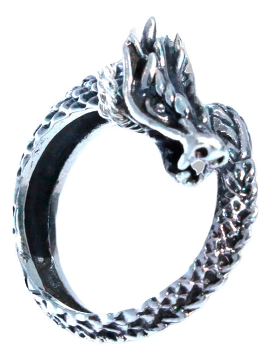 Anillo Hombre Plata 925 Dragón Ajustable Joyería Fina Nueva Plateado