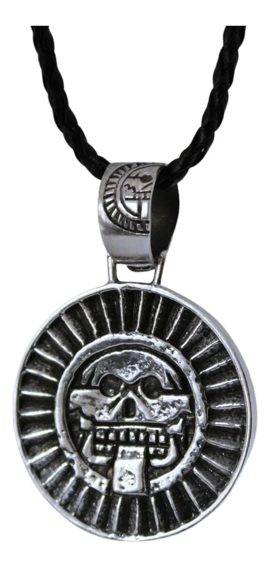 Collar Dije Dios Mictlantecuhtli Azteca Plata 925 Unisex Plateado