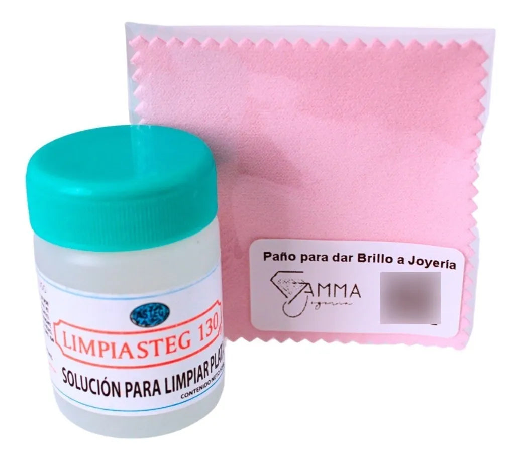 Kit Limpieza Brillo Plata Solución Instantánea & Paño Pulido
