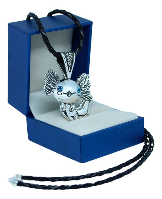 Dije Ajolote Mexicano Plata Fina 925 Cordón Piel Unisex