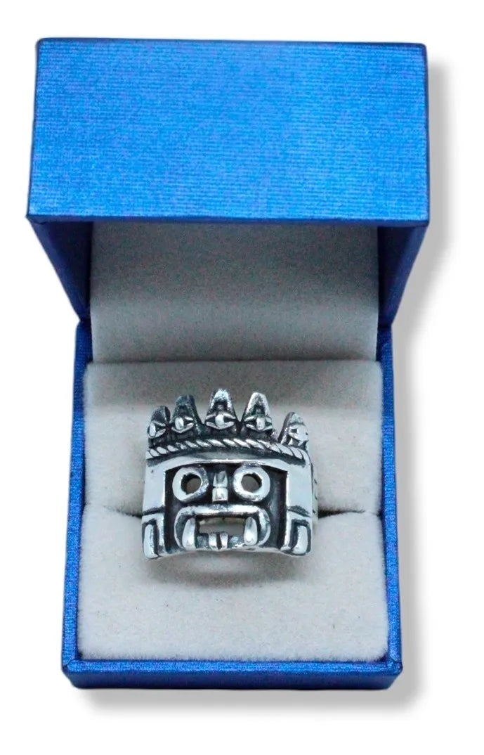 Anillo Dios Tlaloc Plata 925 Maciza Hombre Mujer Artesanal