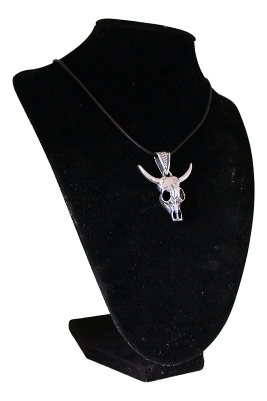 Dije Toro Cráneo Cabeza Plata 925 Joyería Gamma Cuernos