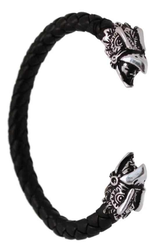 Pulsera Guerrero Águila Plata925 Hombre Mujer Piel Ajustable