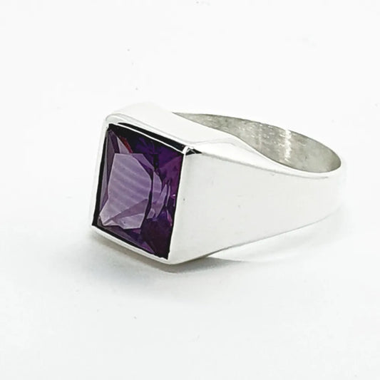Anillo Carlo Plata 925 Alejandrina Violeta 10x12mm Elegante