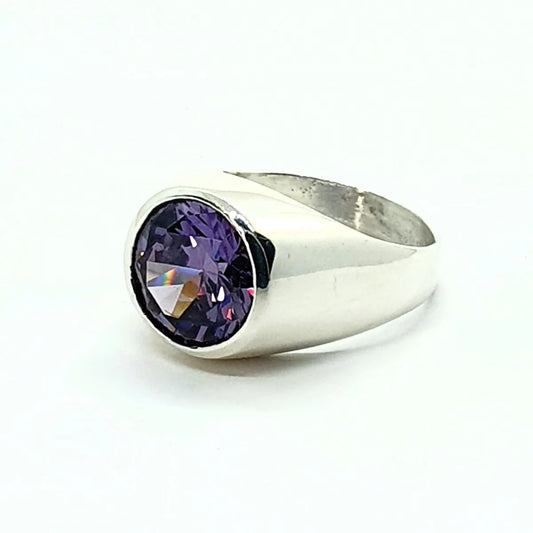 Anillo Lucas Alejandrina 8mm Plata 925 Violeta Elegante